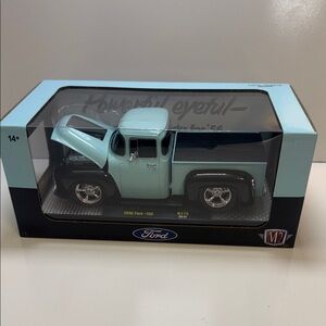 M2 machines-Ford F-100 Diecast Model in Light Blue and Black